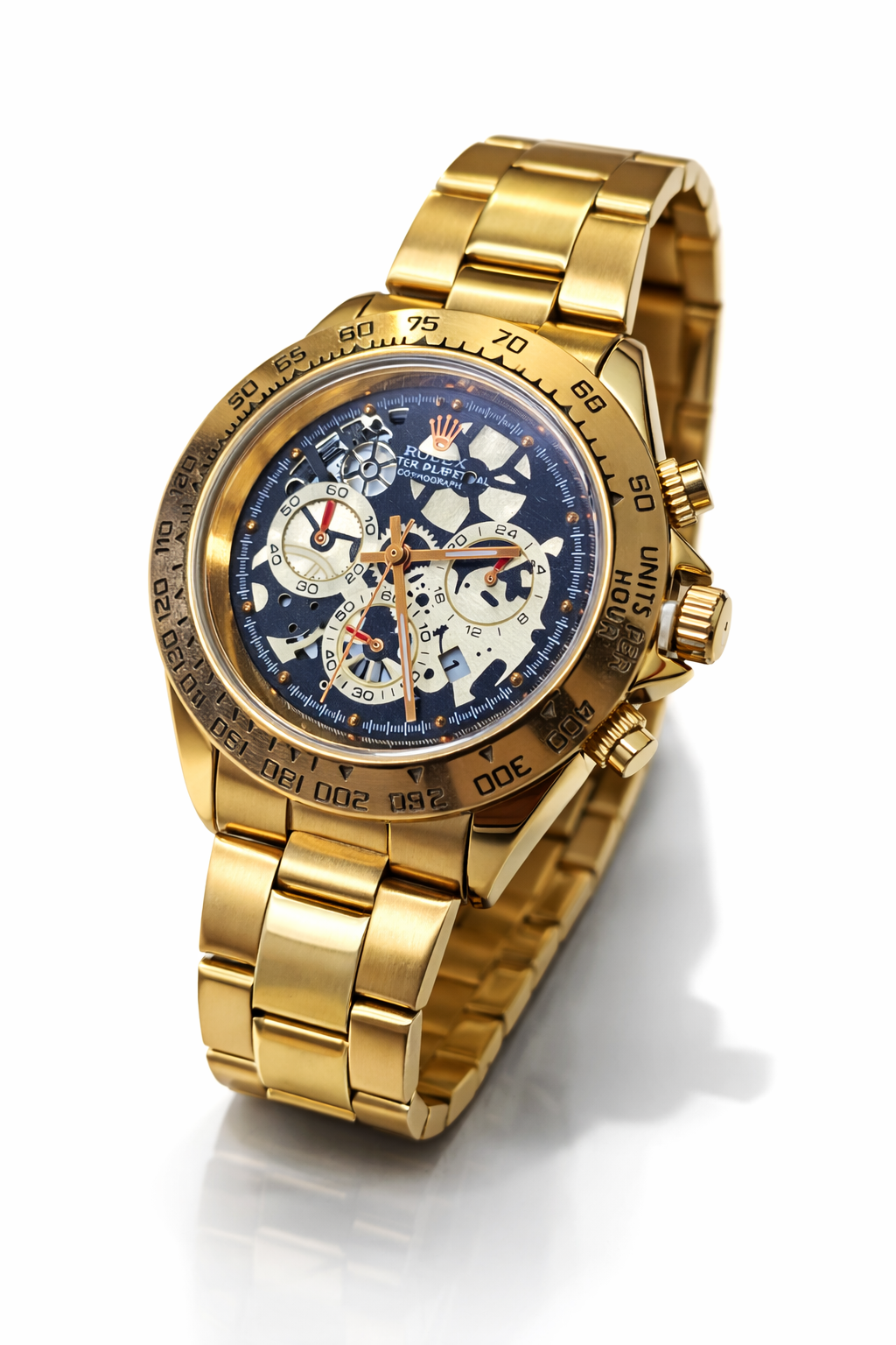 Men’s (Rolex style)Gold Chronograph Watch with Rotating Bezel – Stainless Steel
