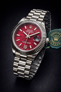 ROLEX Luxury Red Dial Stainless Steel Wrist Watch – Premium Automatic Style